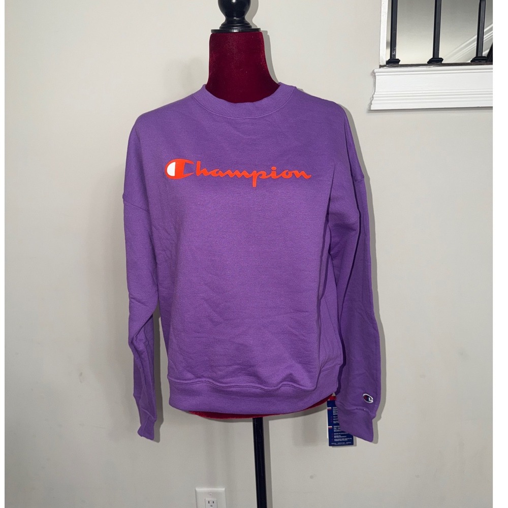 Champion Powerblend Relaxed Crew Sweatshirt Creative Mauve Purple GF535 Medium